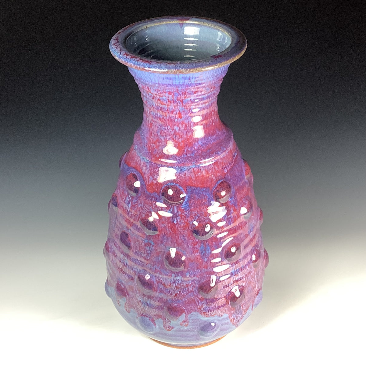 Handmade Ceramic Stoneware Large Pottery Vase - Purple Red Bump