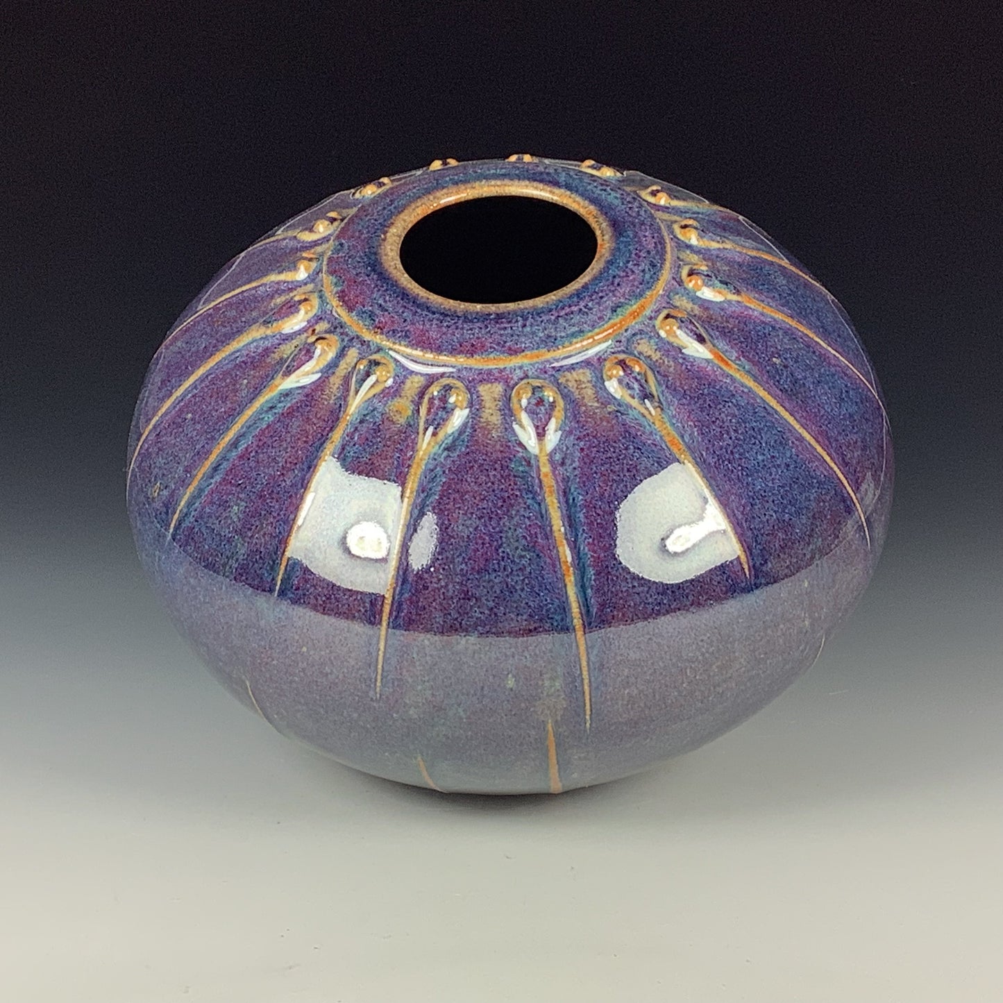 Handmade Ceramic Stoneware Pottery - Deep Purple Slip Orb Vase