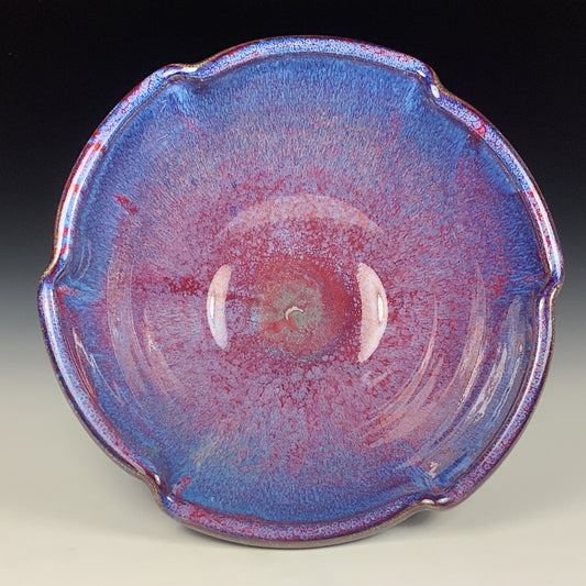 Handmade ceramic artisanal pottery bowls dinnerware stoneware serving bowls centerpiece - Medium purple scalloped rim serving bowl 3675