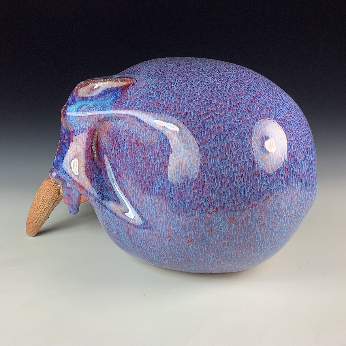 Handmade Purple Ceramic Stoneware Pottery Skull