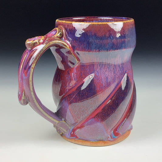Handmade ceramic mugs stoneware coffee mugs pottery tea mugs stoneware drinkware - Purple red twisted mug 3765