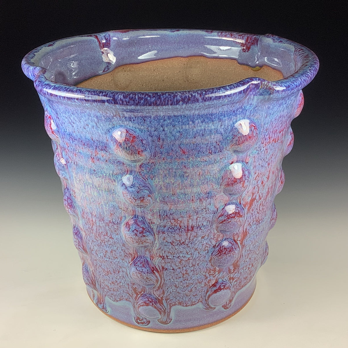Handmade Ceramic Stoneware Pottery Planter -  Purple Bump