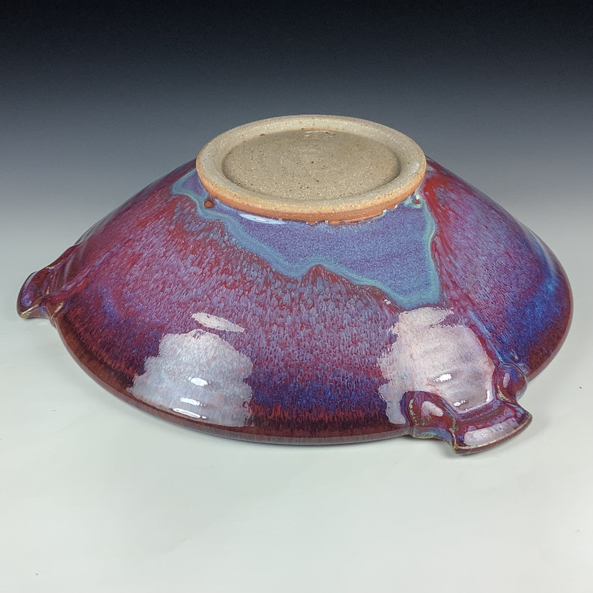 Handmade Stoneware Pottery Large Purple Glazed Serving Platter with Handles