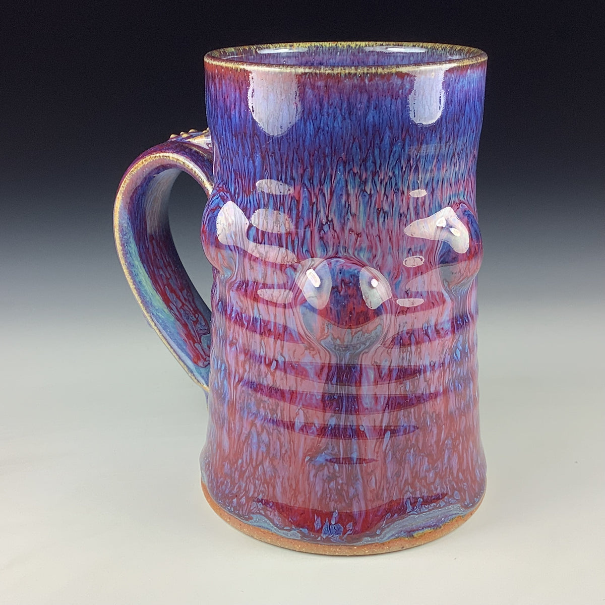 Handmade Ceramic Coffee Mug: Purple Red Bump Stoneware Pottery