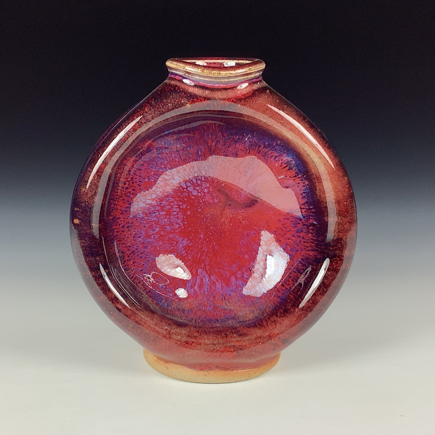 Handmade ceramic stoneware pottery dinnerware bottle sculpture bowl - red