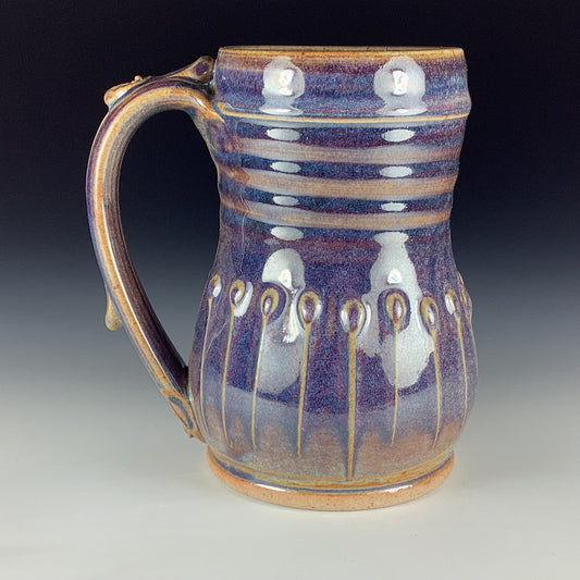 Handmade Stoneware Coffee Mug: Purple Glaze, Slip-Dotted