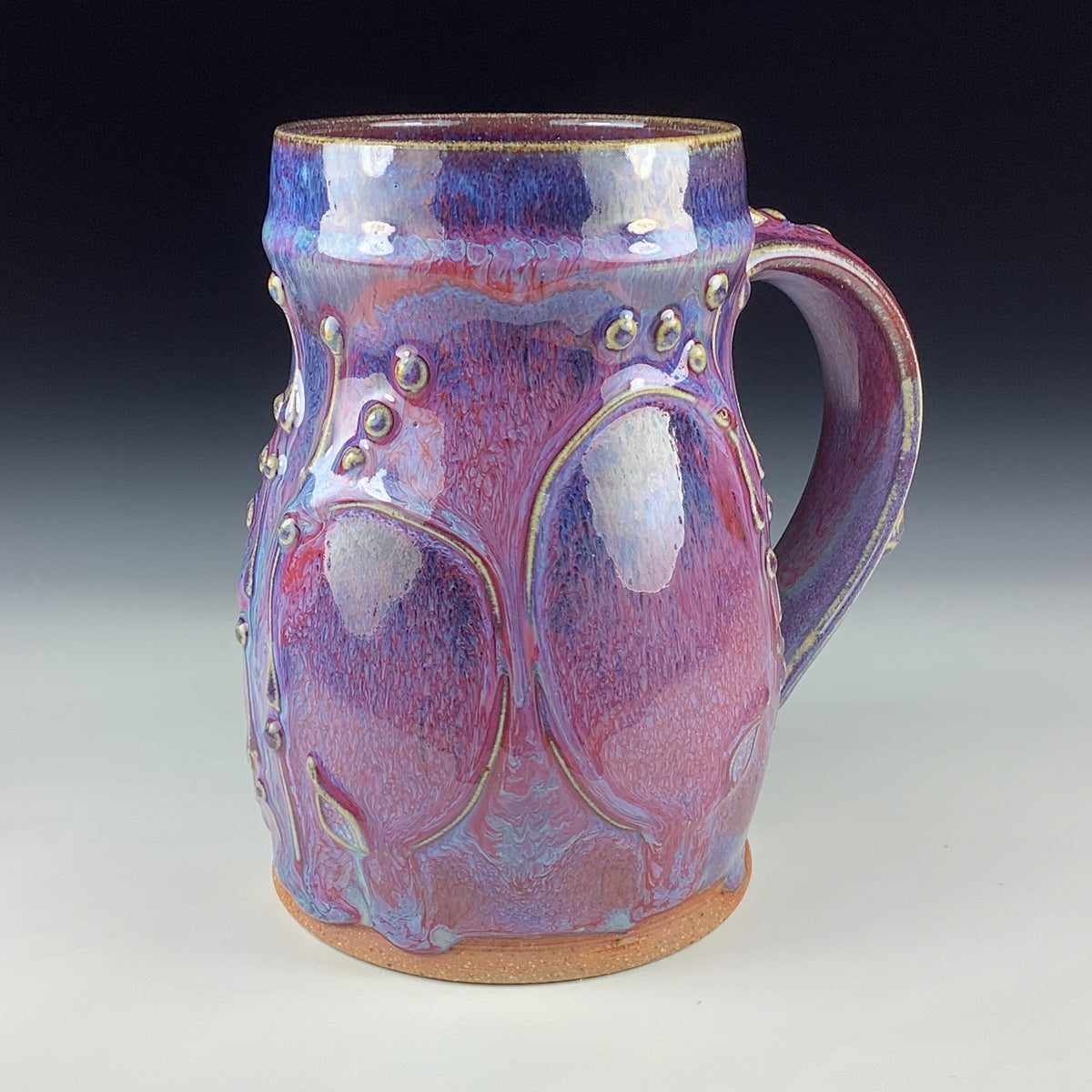 Handmade Ceramic Coffee Mug: Purple Red Bamboo Slip Stoneware Pottery
