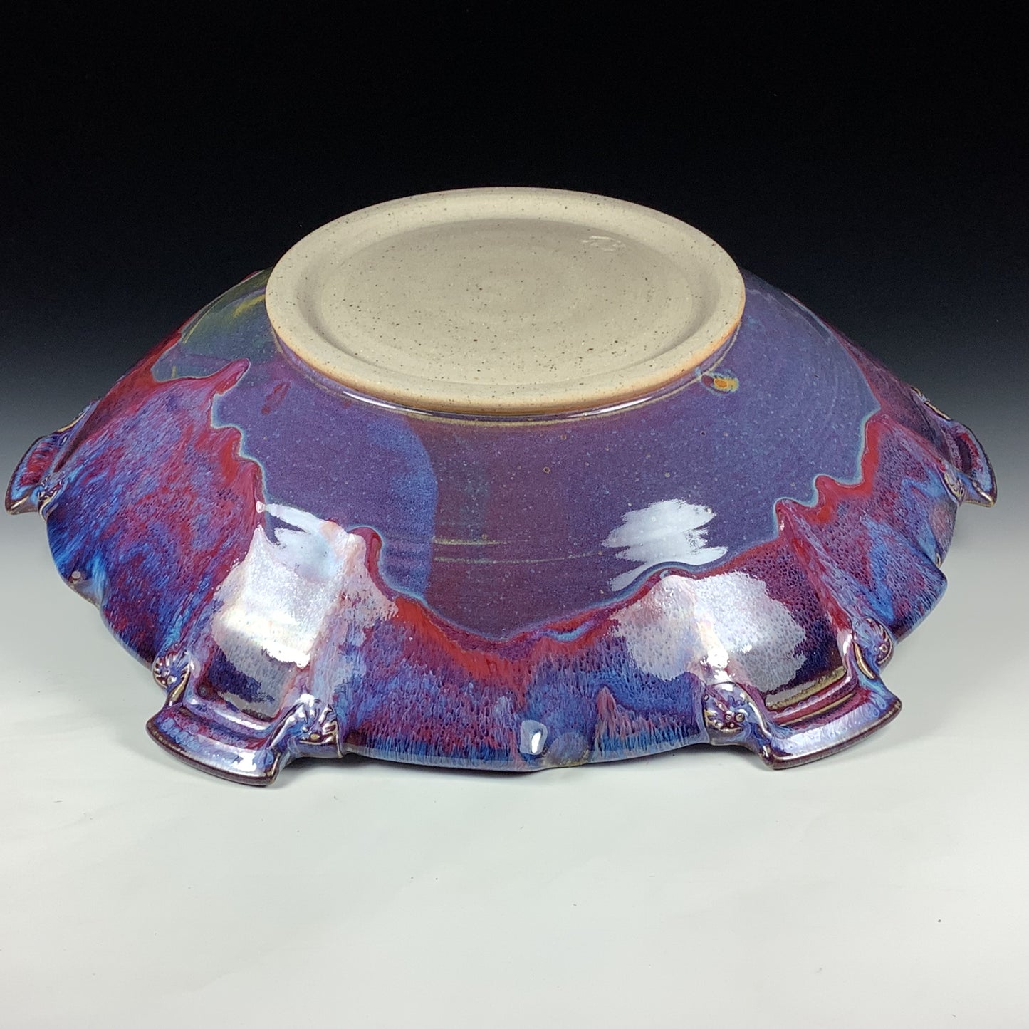 Handmade Stoneware Pottery Large Purple Glazed Serving Platter with Handles