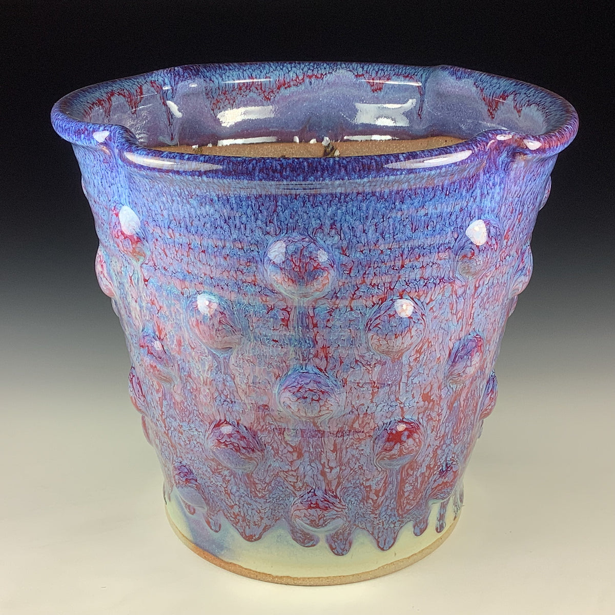 Handmade Ceramic Stoneware Pottery Planter - Purple Bump