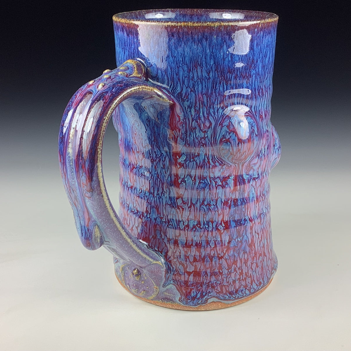 Handmade Ceramic Coffee Mug: Purple Red Bump Stoneware Pottery