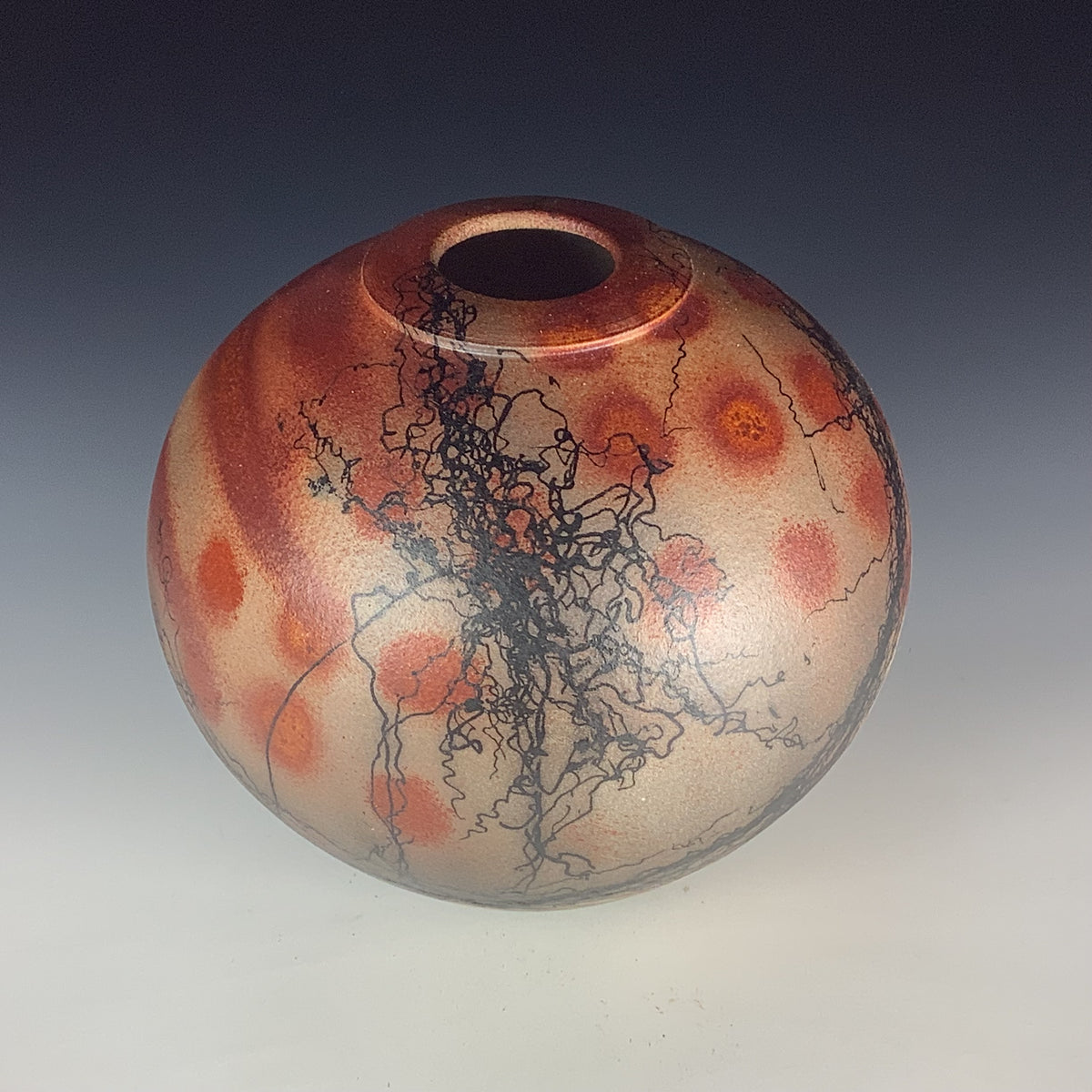 Handmade Horsehair Raku Pottery Vase