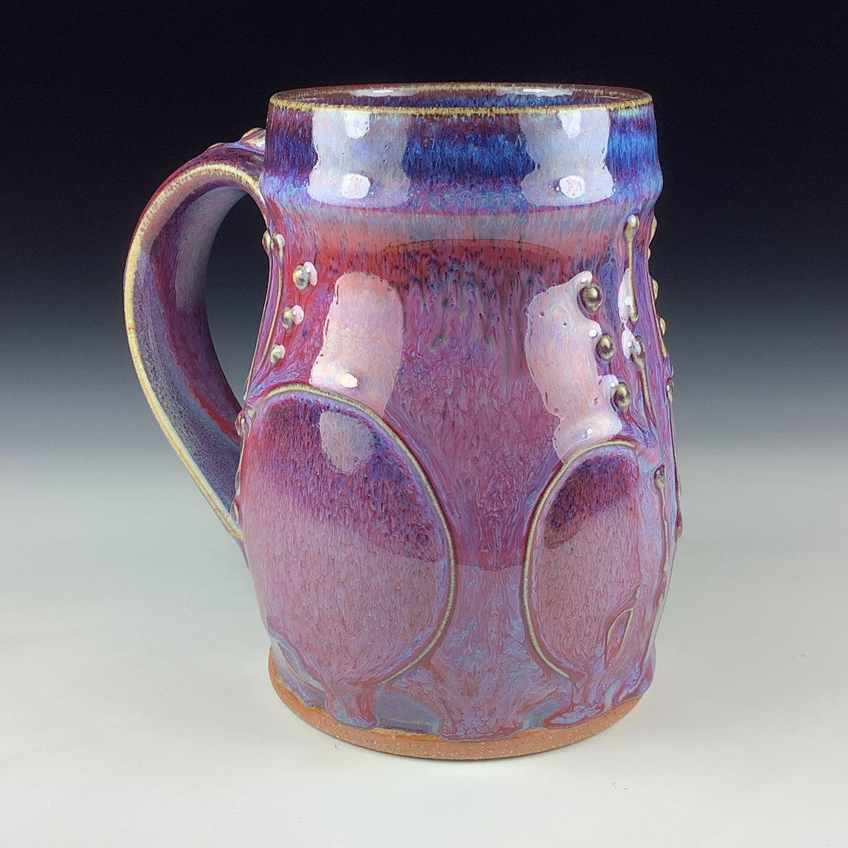 Handmade Ceramic Coffee Mug: Purple Red Bamboo Slip Stoneware Pottery
