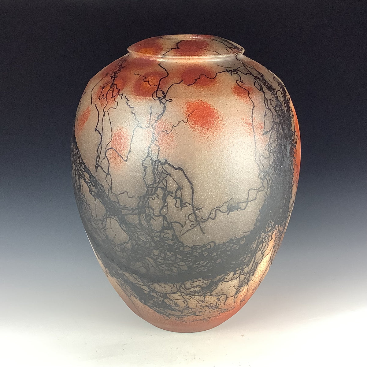 Handmade Horsehair Raku Pottery Vase