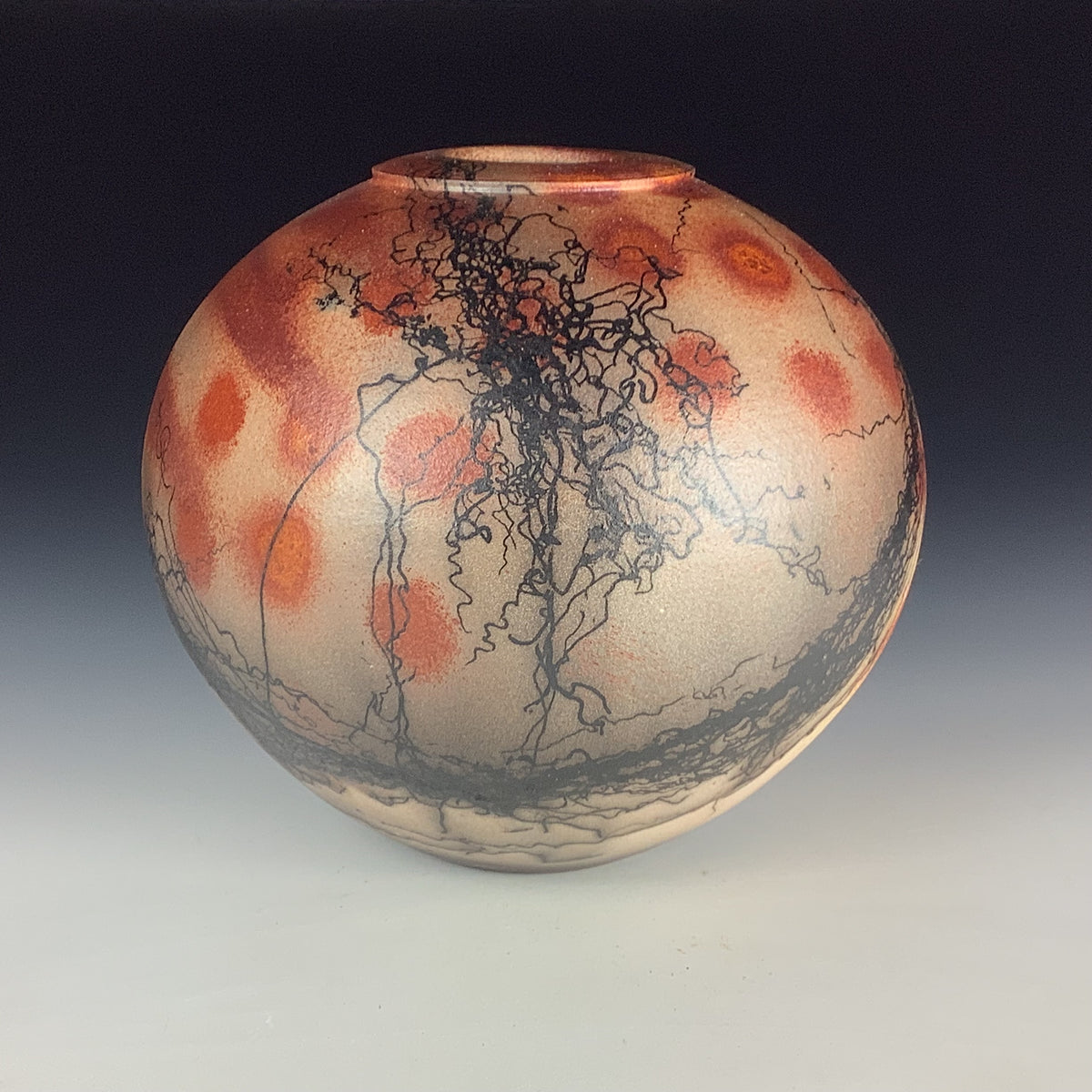 Handmade Horsehair Raku Pottery Vase