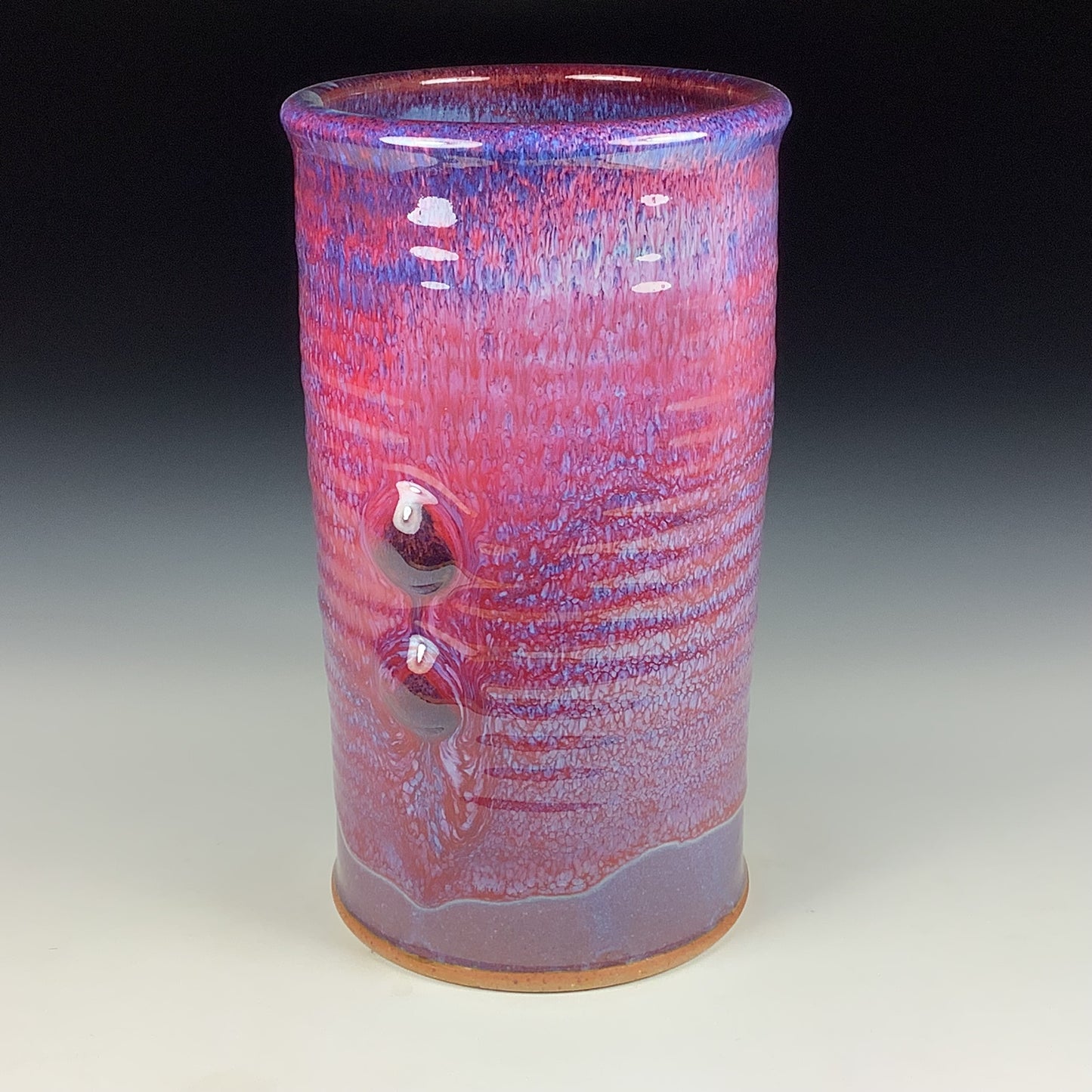 Decorative pottery vases utensil holder crock rustic clay vases artistic luxury handmade vases artistic centerpieces dinnerware stoneware - Purple red wiggle bump - item 3811