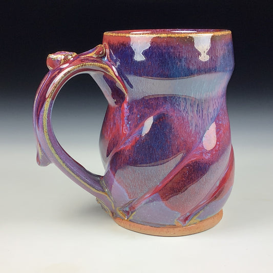 Handmade ceramic mugs stoneware coffee mugs pottery tea mugs stoneware drinkware - Purple red twisted mug 3769