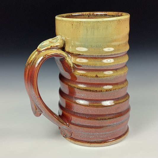 Handmade ceramic mugs stoneware coffee mugs pottery tea mugs stoneware drinkware - Iron red with white ash wiggle item  3857