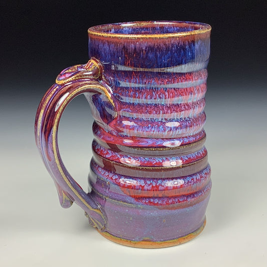 Handmade ceramic mugs stoneware coffee mugs pottery tea mugs stoneware drinkware - purple red wiggle item 3855