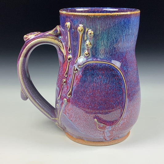Handmade ceramic mugs stoneware coffee mugs pottery tea mugs stoneware drinkware -  Purple red bamboo slip bump mug 3780