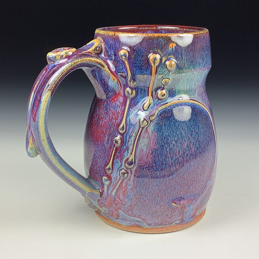 Handmade ceramic mugs stoneware coffee mugs pottery tea mugs stoneware drinkware - Purple red bamboo bump mug 3760