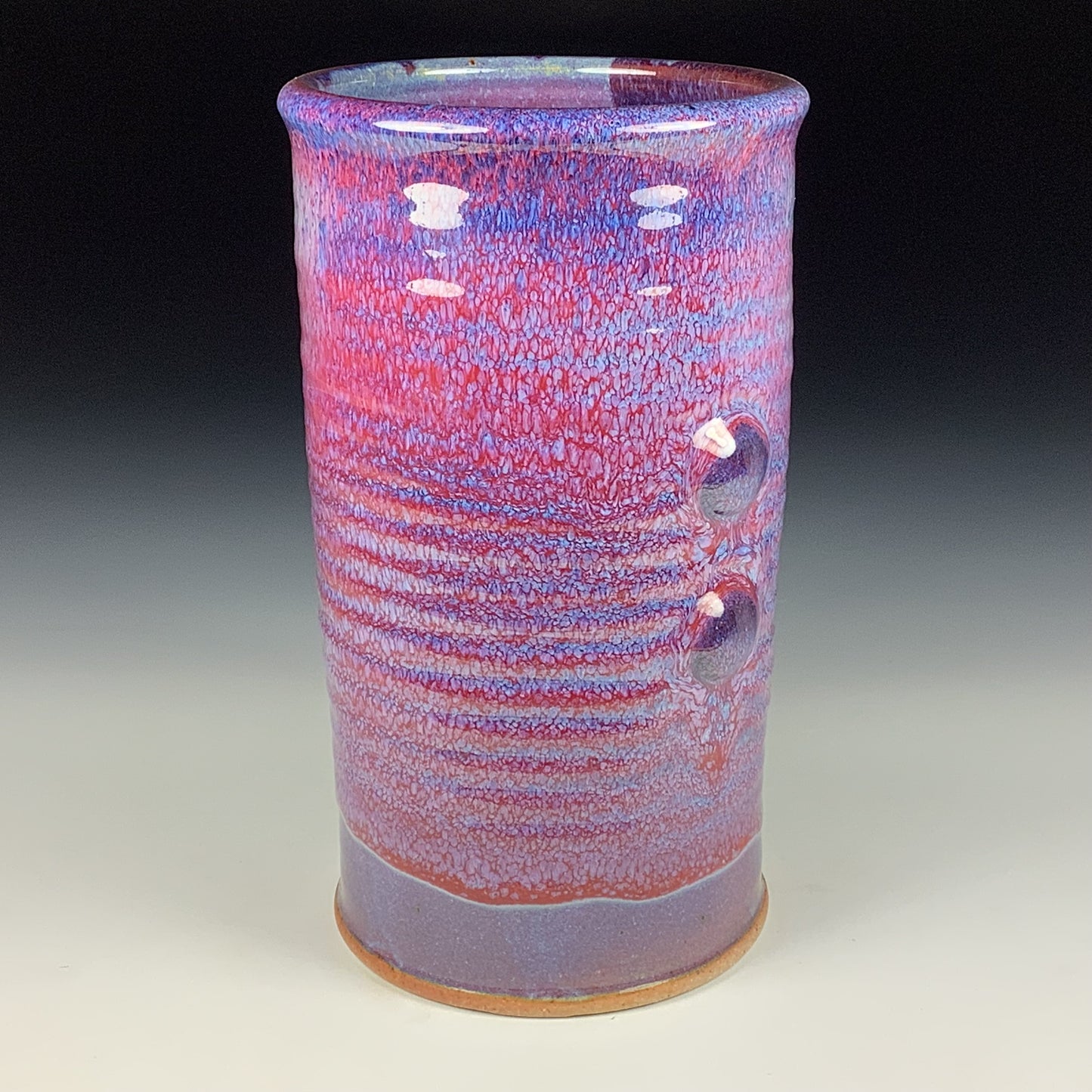 Decorative pottery vases utensil holder crock rustic clay vases artistic luxury handmade vases artistic centerpieces dinnerware stoneware - Purple red wiggle bump - item 3811