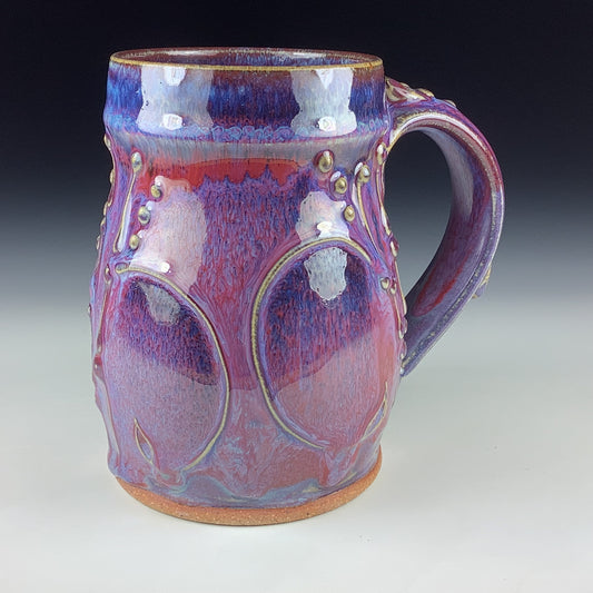 Handmade Ceramic Coffee Mug: Purple Red Bamboo Slip Stoneware Pottery