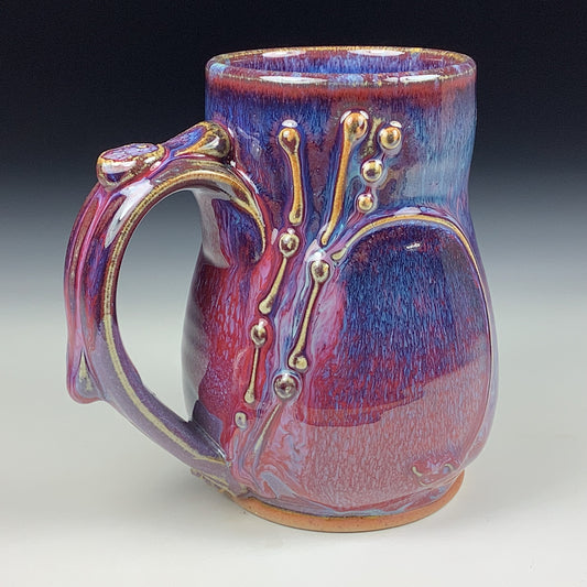 Handmade ceramic mugs stoneware coffee mugs pottery tea mugs stoneware drinkware - Purple red bamboo bump mug 3761