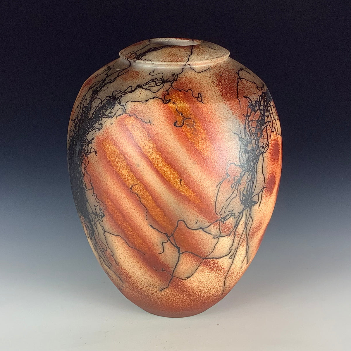 Handmade Horsehair Raku Pottery Vase