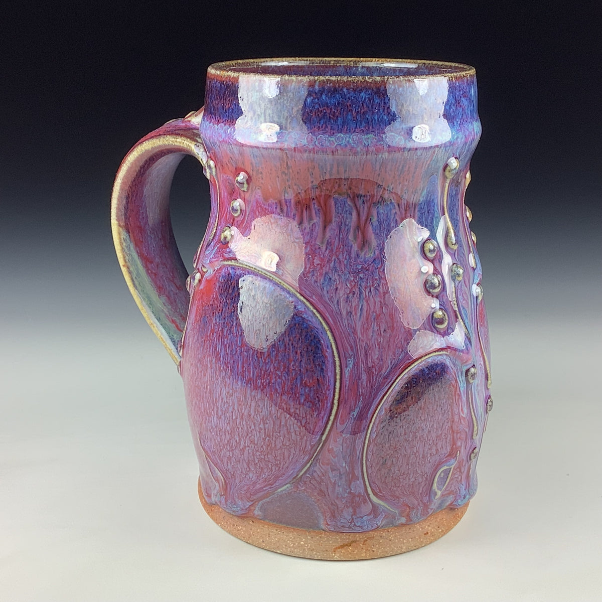 Handmade Ceramic Coffee Mug: Purple Red Bamboo Slip Stoneware Pottery