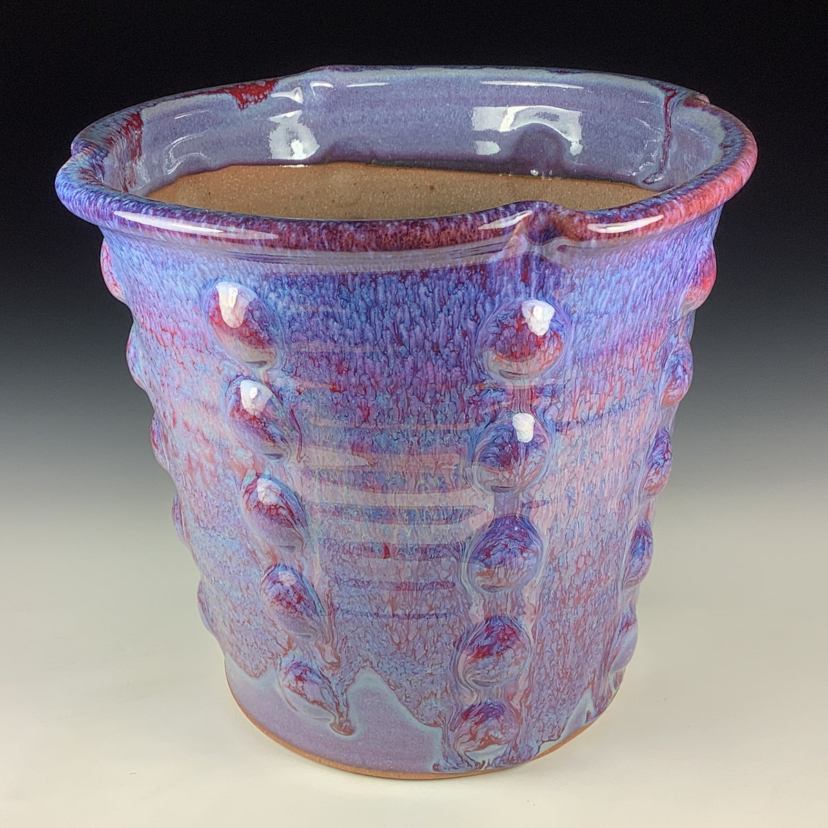 Handmade Ceramic Stoneware Pottery Planter -  Purple Bump