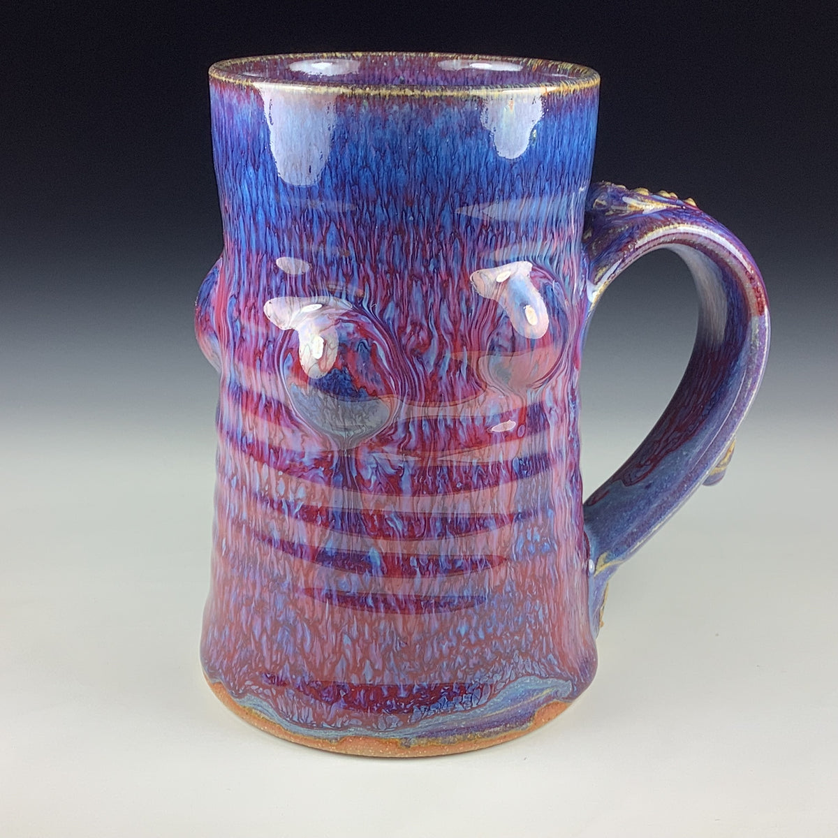 Handmade Ceramic Coffee Mug: Purple Red Bump Stoneware Pottery