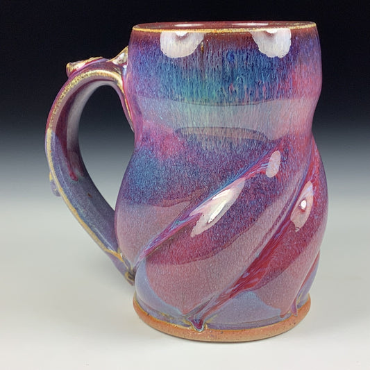 Handmade ceramic mugs stoneware coffee mugs pottery tea mugs stoneware drinkware - purple red twisty mug 3775