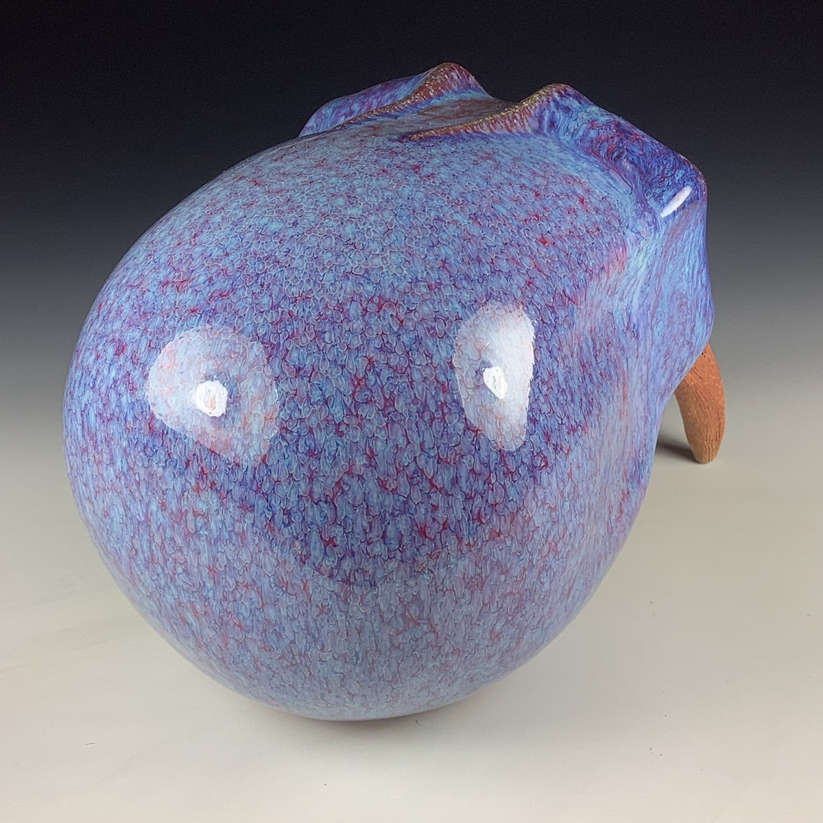 Handmade Purple Ceramic Stoneware Pottery Skull