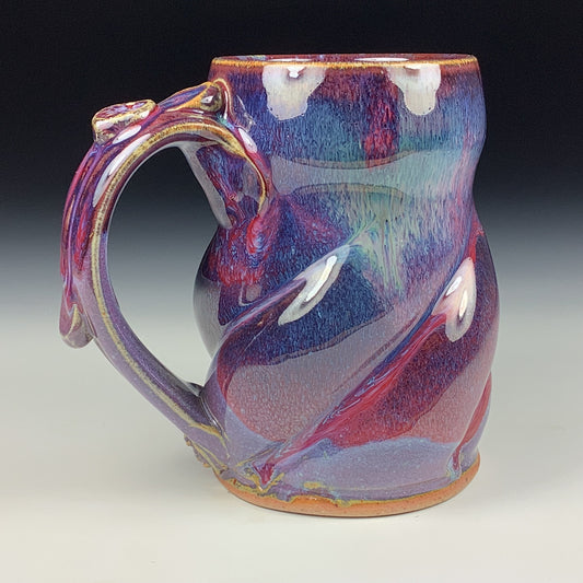 Handmade ceramic mugs stoneware coffee mugs pottery tea mugs stoneware drinkware - purple red twisty mug 3776