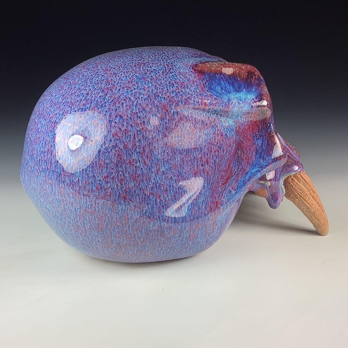 Handmade Purple Ceramic Stoneware Pottery Skull