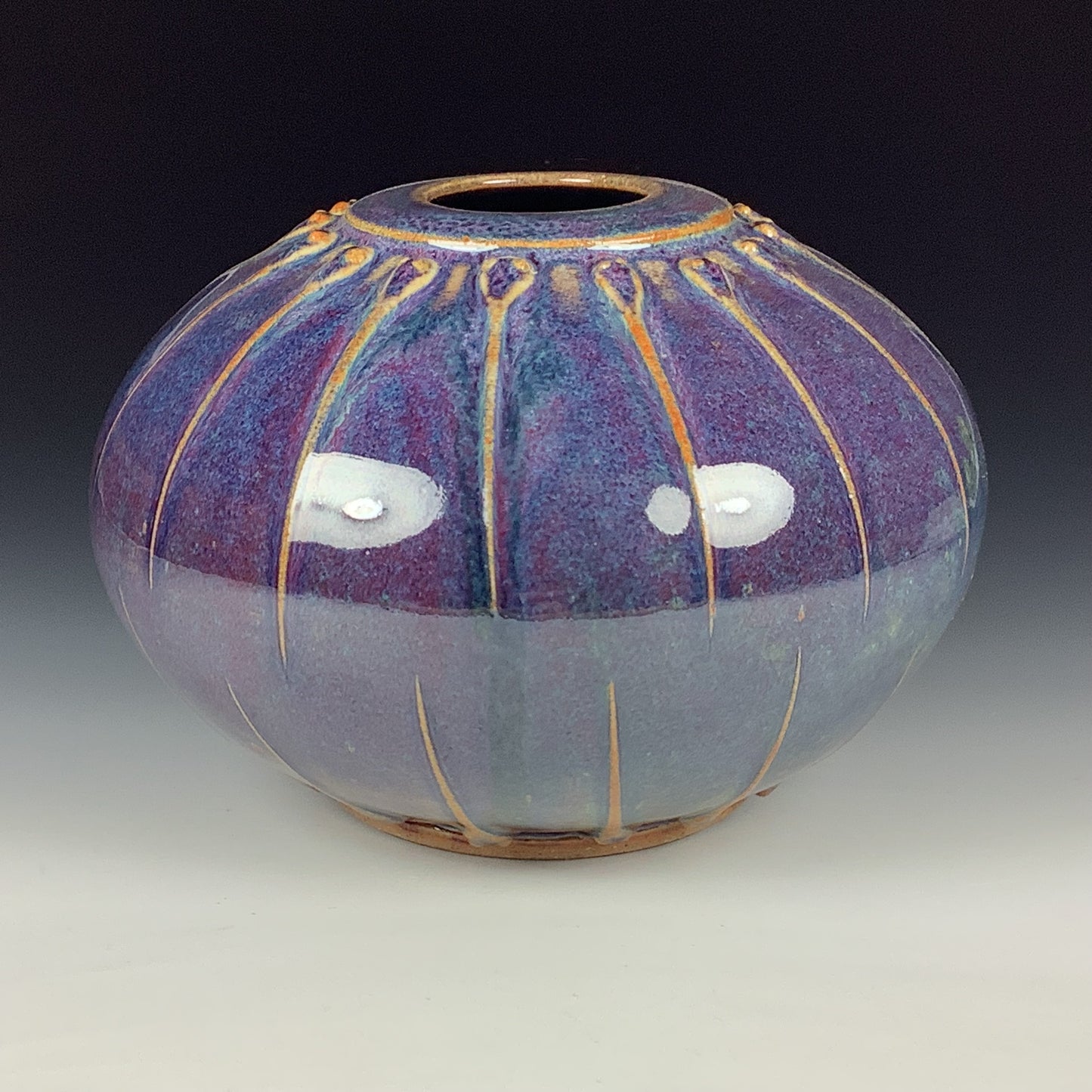 Handmade Ceramic Stoneware Pottery - Deep Purple Slip Orb Vase