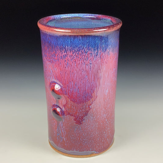 Decorative pottery vases utensil holder crock rustic clay vases artistic luxury handmade vases artistic centerpieces dinnerware stoneware - Purple red bump - item 3810