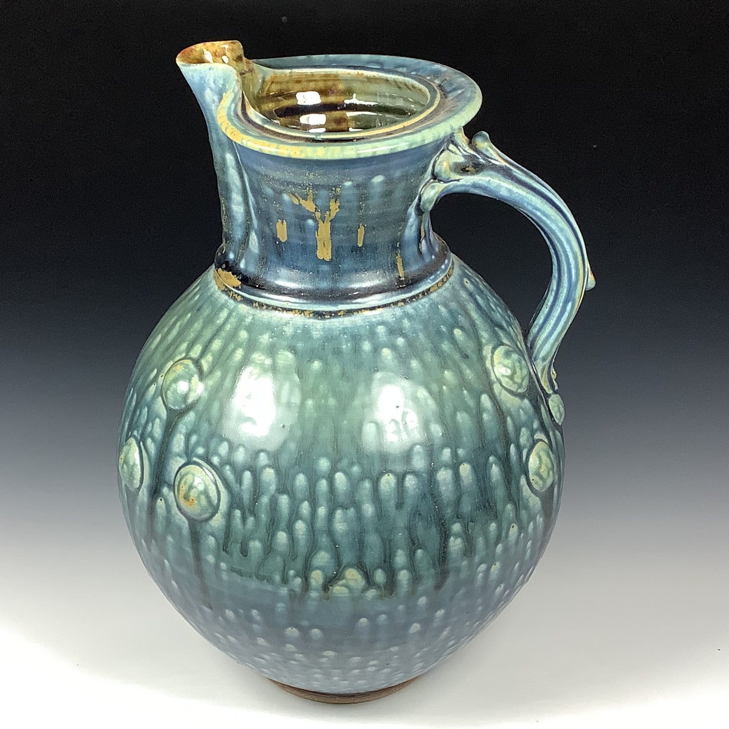 Handmade Ceramic Pottery Pitcher or Vase - Ash Blue Bump