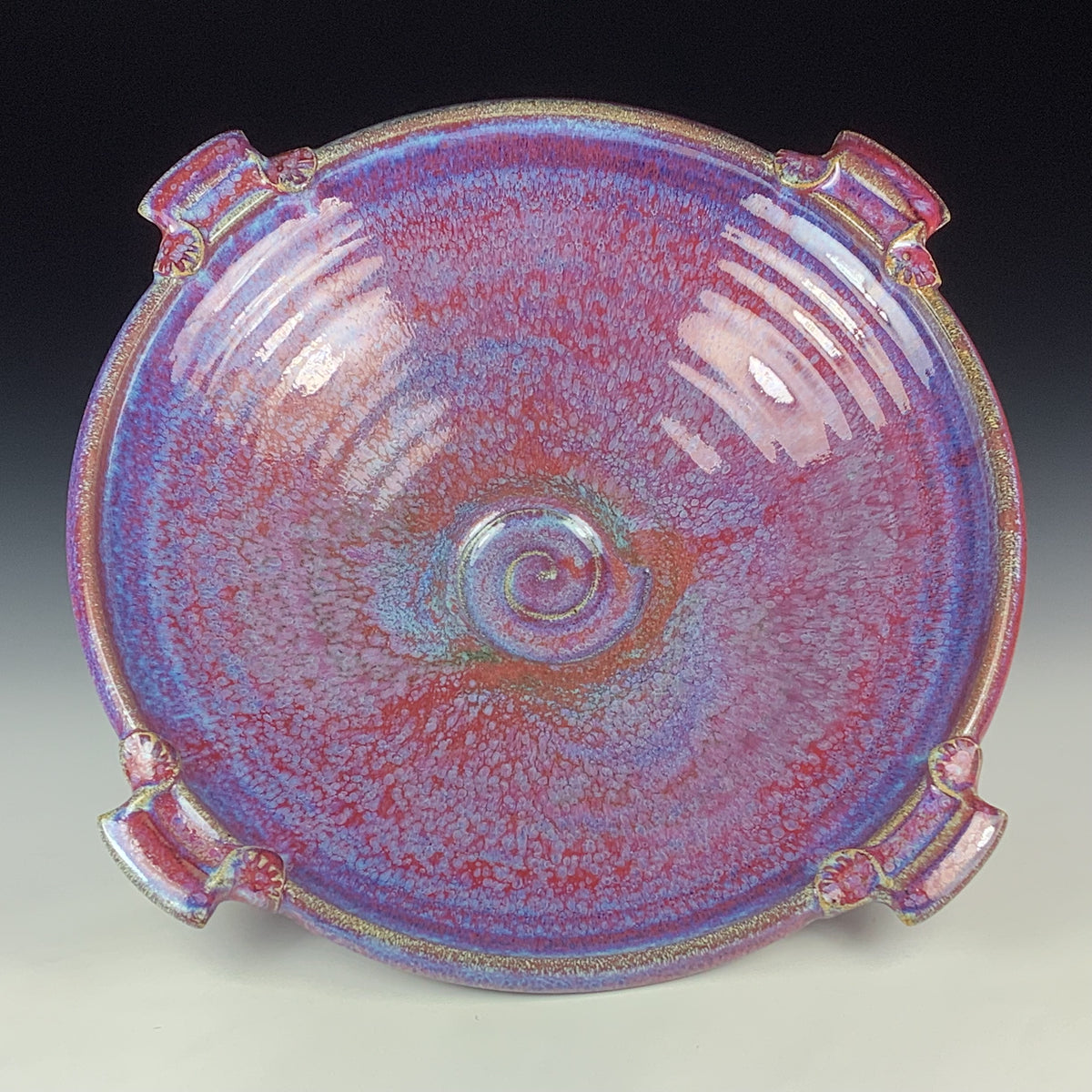 Handmade Stoneware Pottery Large Purple Glazed Serving Platter with Handles