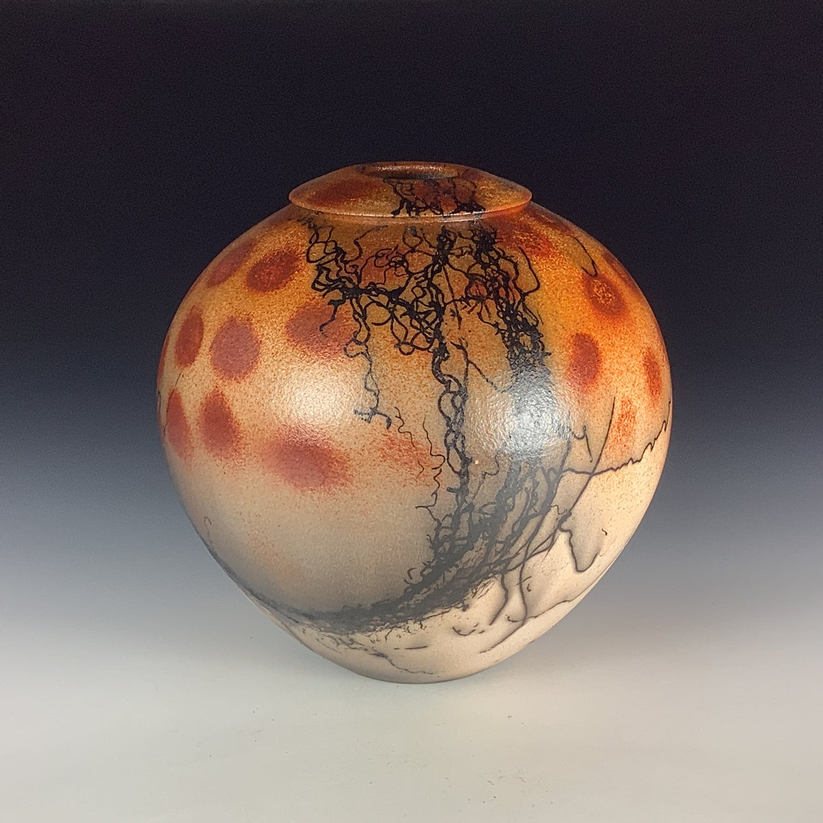 Handmade Horsehair Raku Pottery Vase