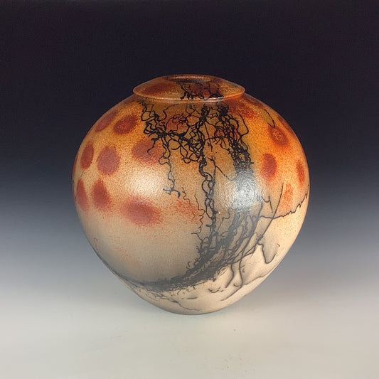 Handmade Horsehair Raku Pottery Vase