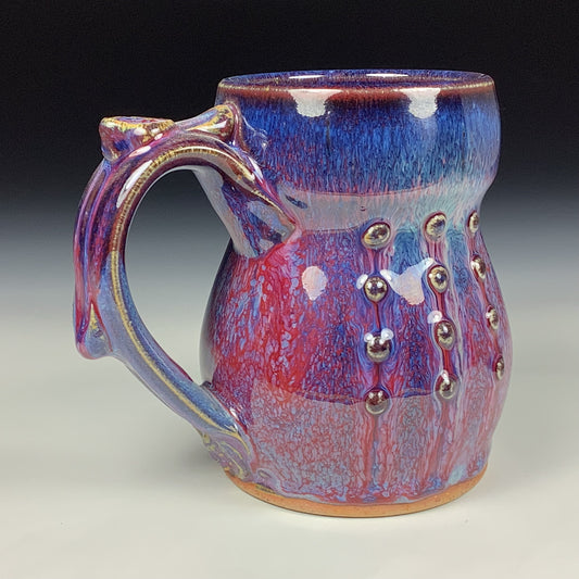 Handmade ceramic mugs stoneware coffee mugs pottery tea mugs stoneware drinkware - Purple red slip dotted bump 3858