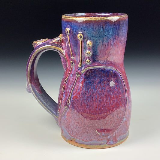 Handmade ceramic mugs stoneware coffee mugs pottery tea mugs stoneware drinkware - Purple red bamboo bump mug 3791