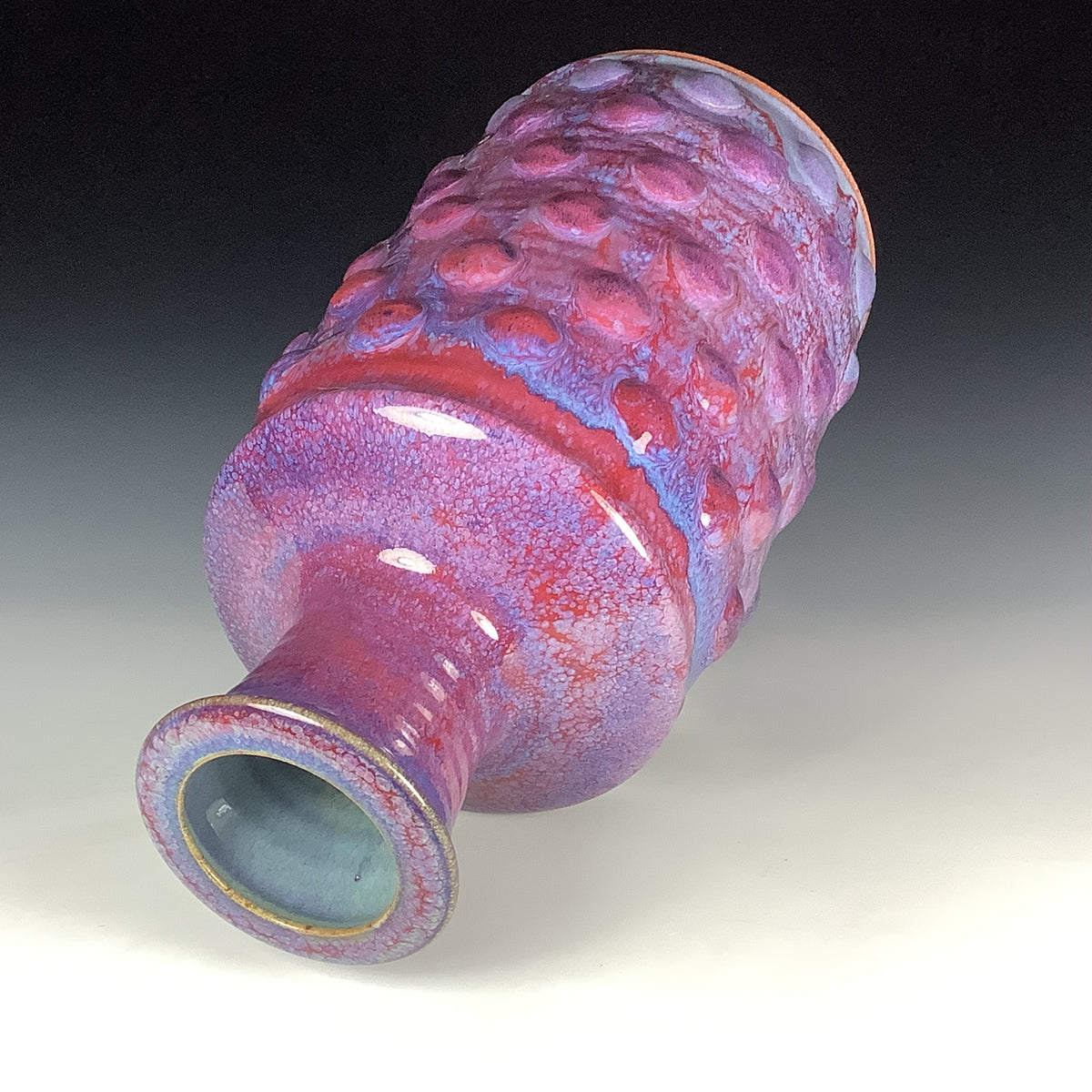 Handmade Ceramic Stoneware Large Purple Bump Bottle Vase