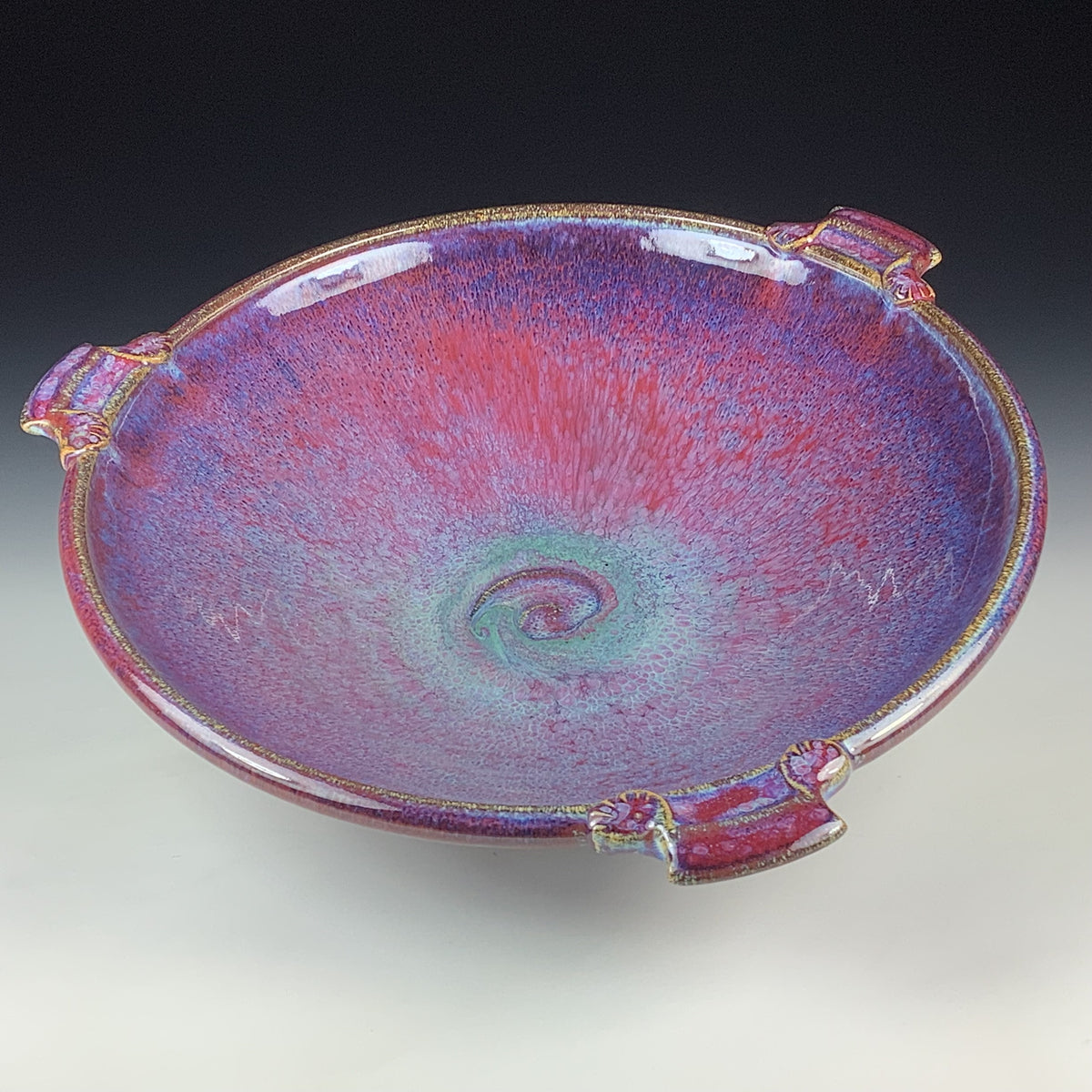 Handmade Stoneware Pottery Large Purple Glazed Serving Platter with Handles