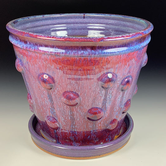 Handmade ceramic stoneware pottery planter - re purple bump item 3872