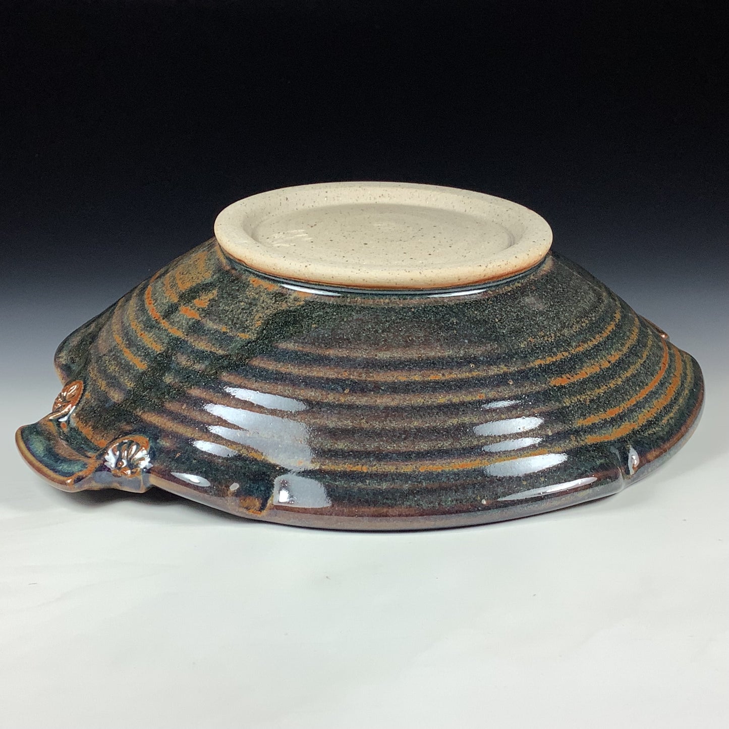 Handmade Stoneware Pottery Large Blue Glazed Serving Platter with Handles
