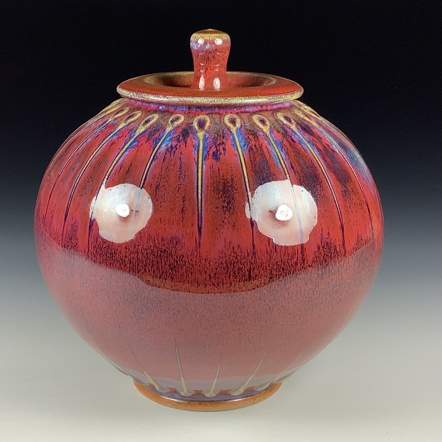 Handmade Ceramic Stoneware Pottery - Red Slip Orb Lidded Jar