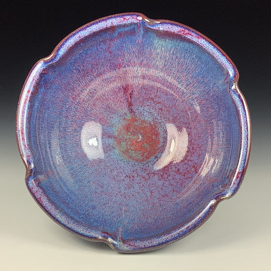 Handmade ceramic artisanal pottery bowls dinnerware stoneware serving bowls centerpiece - Medium purple scalloped rim serving bowl 3676