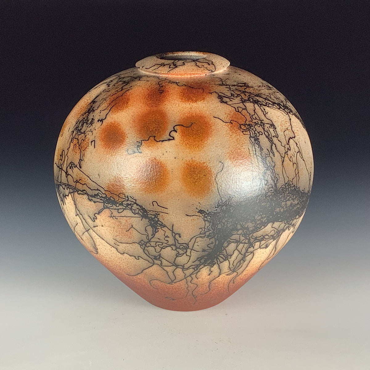 Handmade Horsehair Raku Pottery Vase
